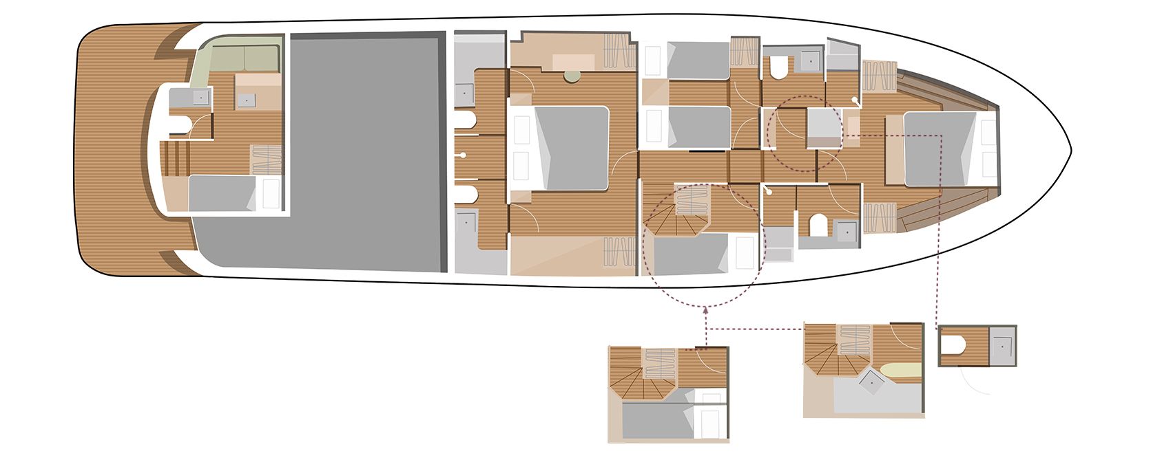 Sirena Yacht 68 layout