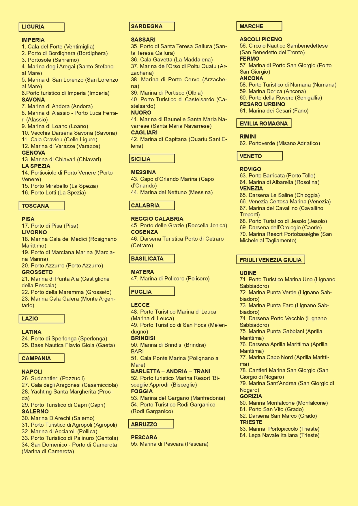 bandiere blu 2023 approdi elenco