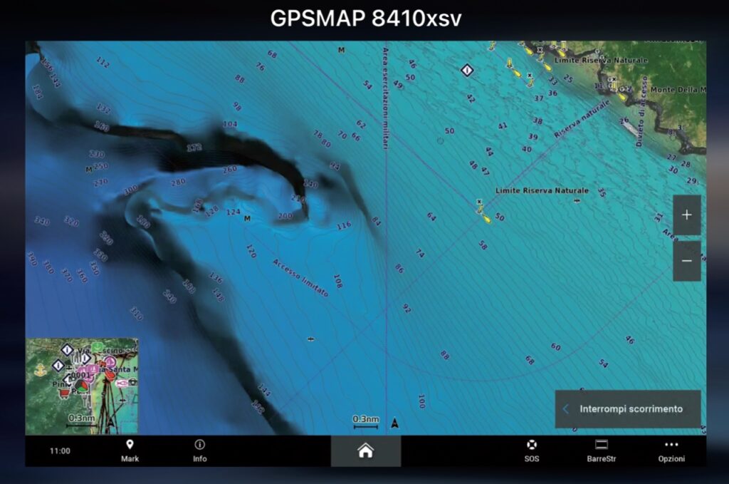 La Relief Shading di Garmin Navionics Vision+ permette di avere una chiara rappresentazione del fondale