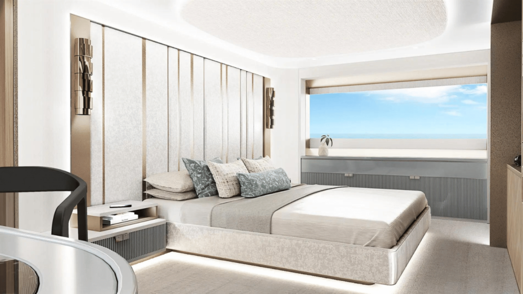 Sunseeker Ocean 156 Cabina Armatoriale con letto matrimoniale e finestra