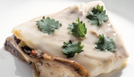rombo con funghi porcini