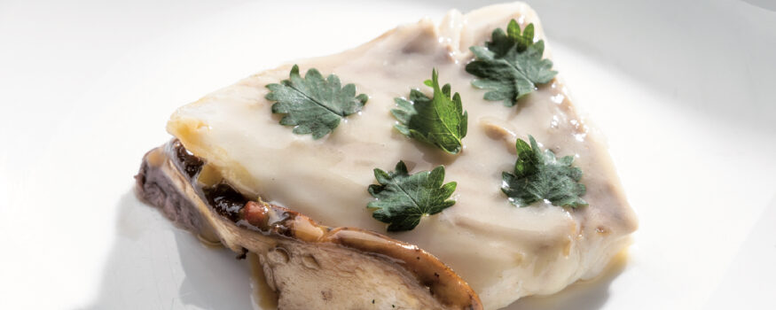 rombo con funghi porcini