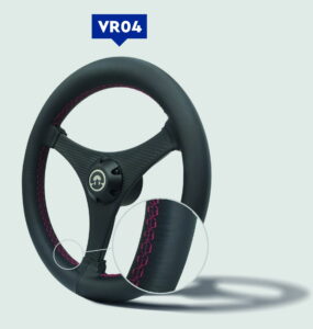 VR04: Diametro 350 mm, 3 razze in materiale composito. Ottimo per imbarcazioni di medie dimensioni.