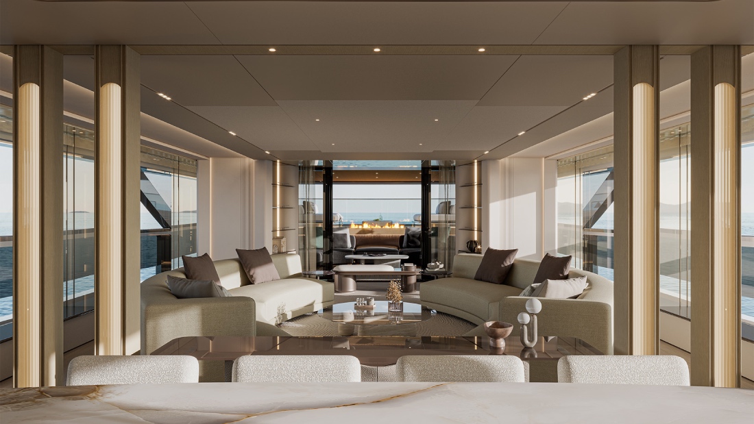 Salone camino Triplex X130 Extra Yachts