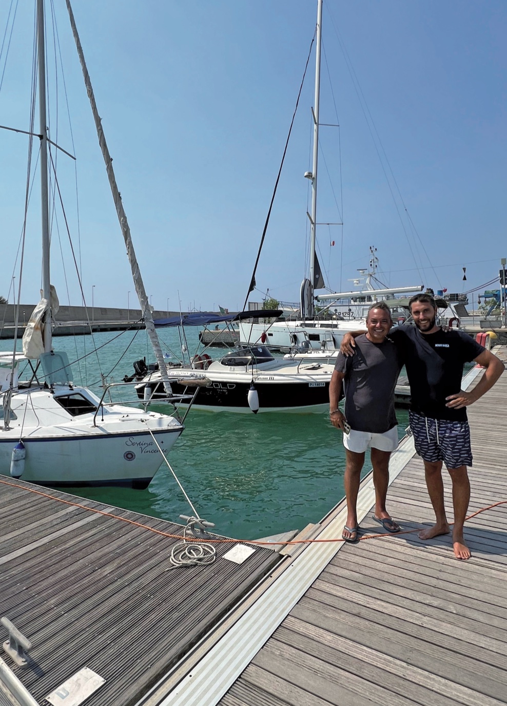 Con Dario, velista che sta facendo il giro d’Italia come noi.