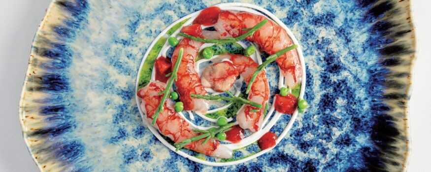 ricetta gamberi rossi con fragole e piselli