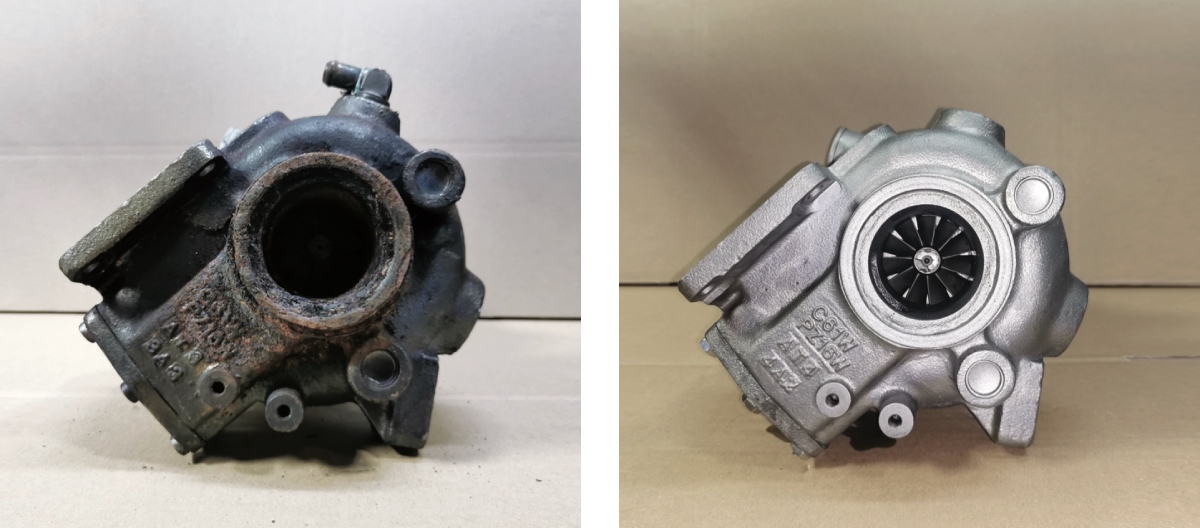 Turbo revisionato prima e dopo.